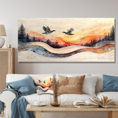 «Goose Animals Into A Winter Horizon III», reproduction d'art traditionnelle en métal, art mural en métal oie
