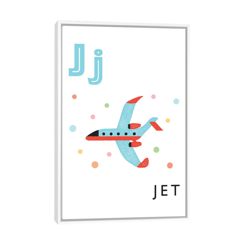Alphabet Flash Cartes J - impression d'art graphique, H 60 po x l 40po x P 1,5 po, Toile blanche encadrée, Pas de tapis