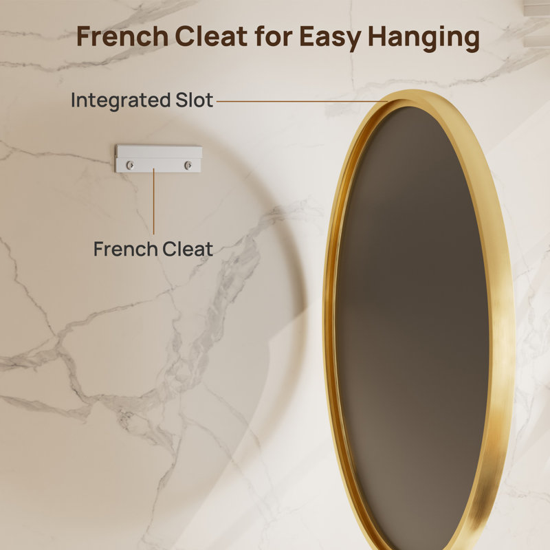 Round Bathroom Mirror with Tempered Glass, 32" x 32", Gold