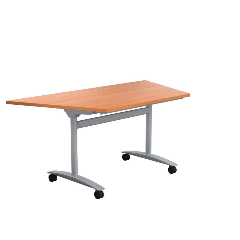 Buariki Trapezoid 4 Person Flip Top 160cm L Modular Training Table with Casters, Beech