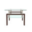 1 table basse rectangulaire en verre noyer (table de salon moderne) | Rangement double couche, structure en fer robuste | L 39,37 po x P 23,62 po x H 17,7 po, facile à nettoyer, salon / bureau-514167392
