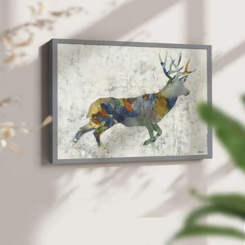 Totem cerf - reproduction encadrée, Gris
