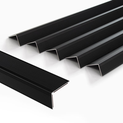 Aluminum Peel & Stick Stair Nose Anti-Slip Strip Staircase Step Treads (5-Pack)