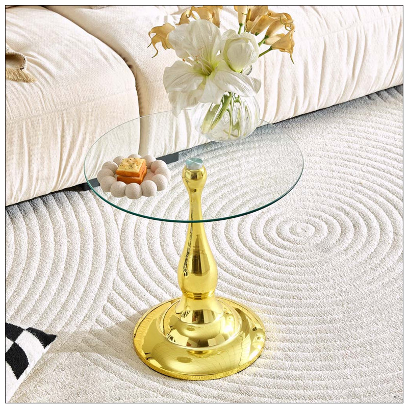 Table de bout ronde 19,6 pouces, Gold,Transparent