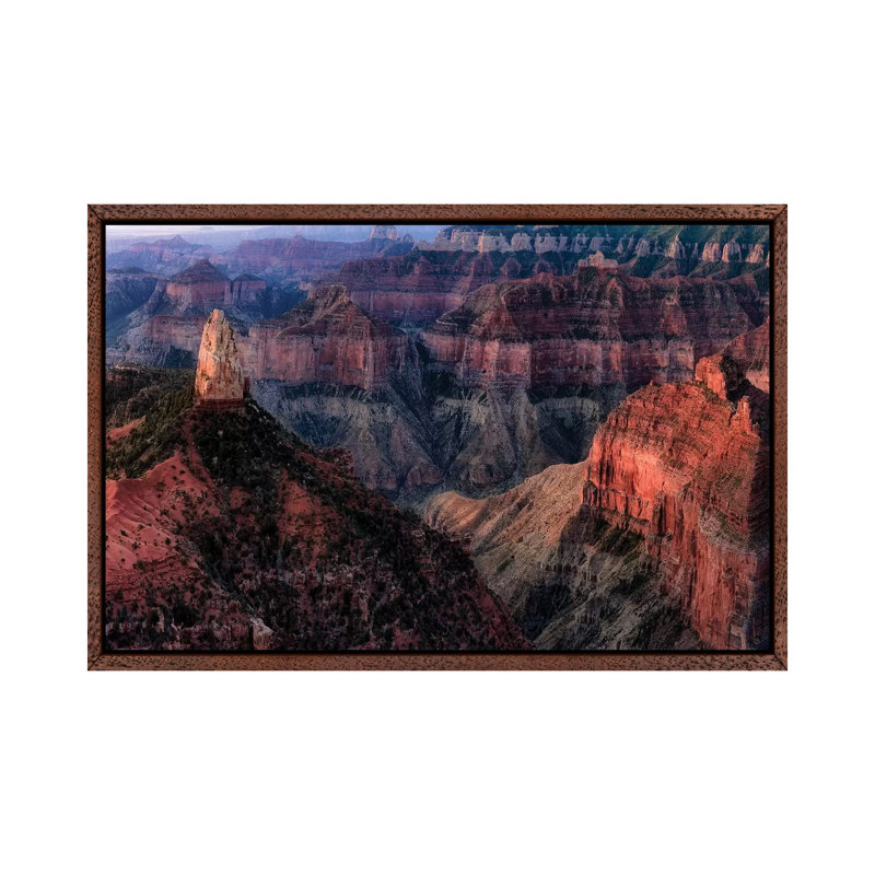Grand Canyon Formation I by Dennis Frates - Print on Canvas, 45.72cm H x 66.04cm W x 3.81cm D, Classic Brown Wood Framed
