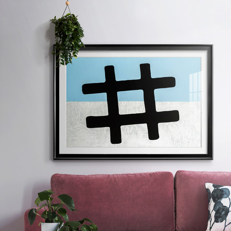 Hashtag encadré, impression encadrée avec biseauté mat et verre, Noir, H 30 po x l 44 po x P 1,5 po
