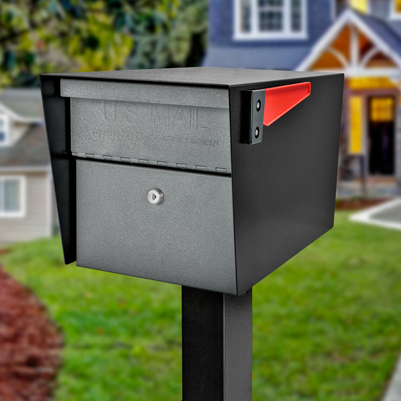 Mail Manager Locking Post Mounted Mailbox, Black