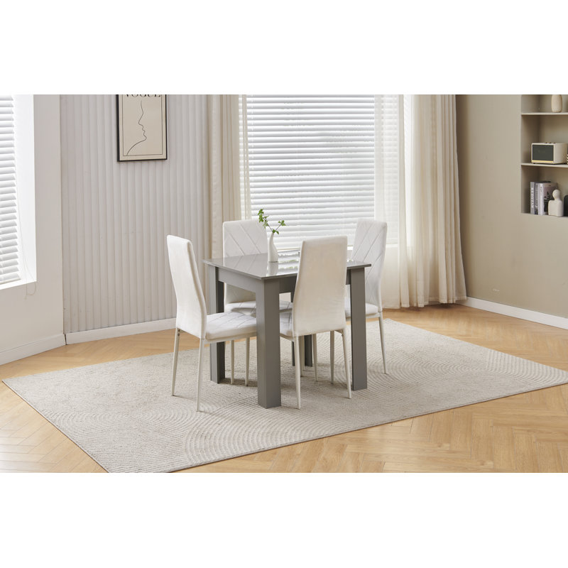 Dining Set, White Velvet Chairs#4