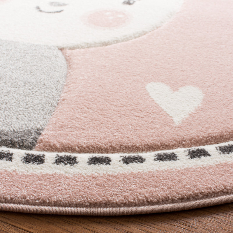 Tapis rose à imprimé animalier Glantz, Rond 5 pi 3 po