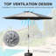 Parasol de table 9 pi - Gris, protégé, facile à ajuster, 8 nervures pour patio, jardin, plage, piscine