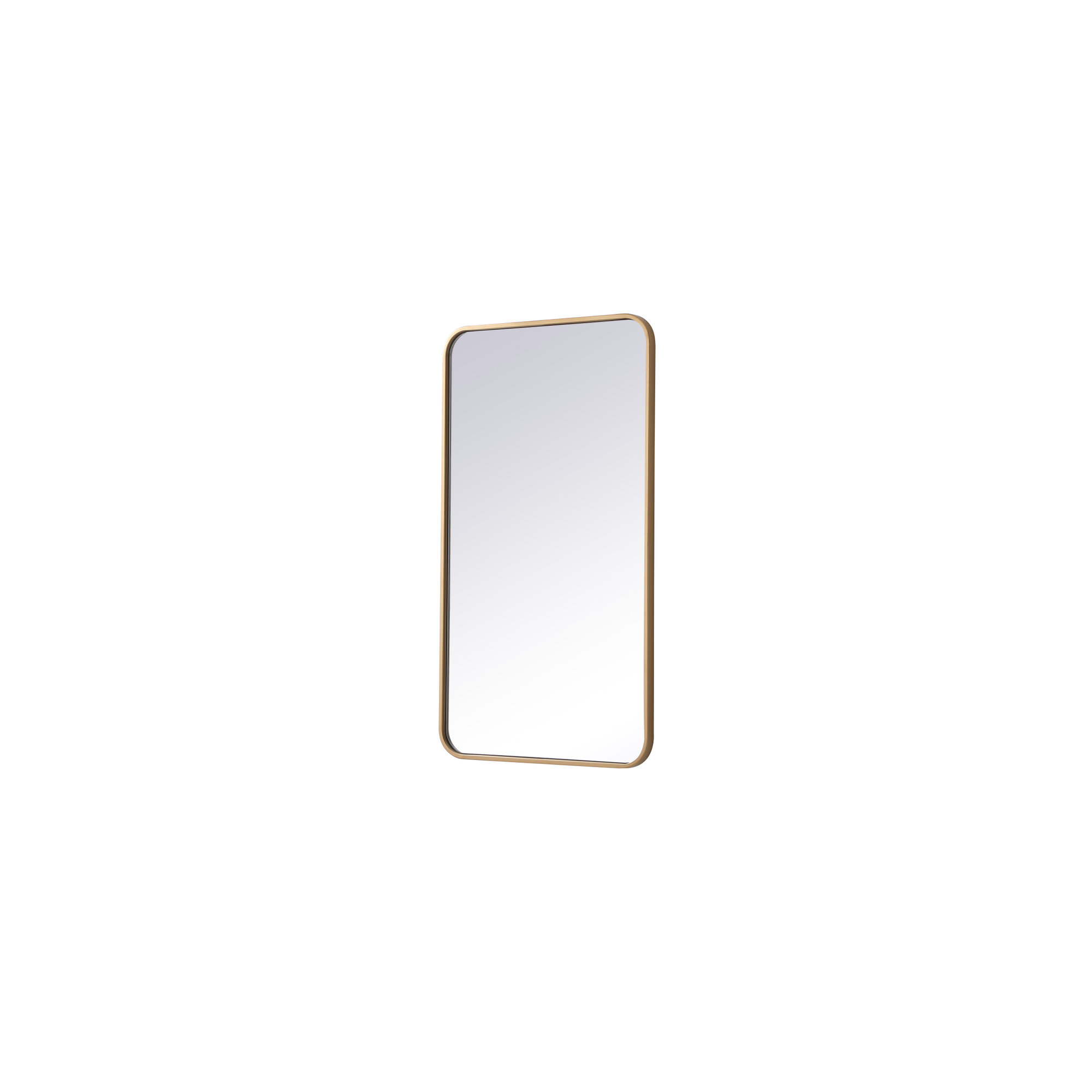 Sabine Metal Rounded Rectangle Wall Mirror, 36" x 20", Brass