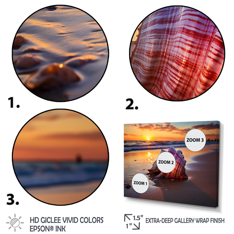Coucher de soleil sur la plage, «Sunset Shores», art mural plage, Cadre d'angle fermé noir, H 34 po x l 44 po x P 1,5 po
