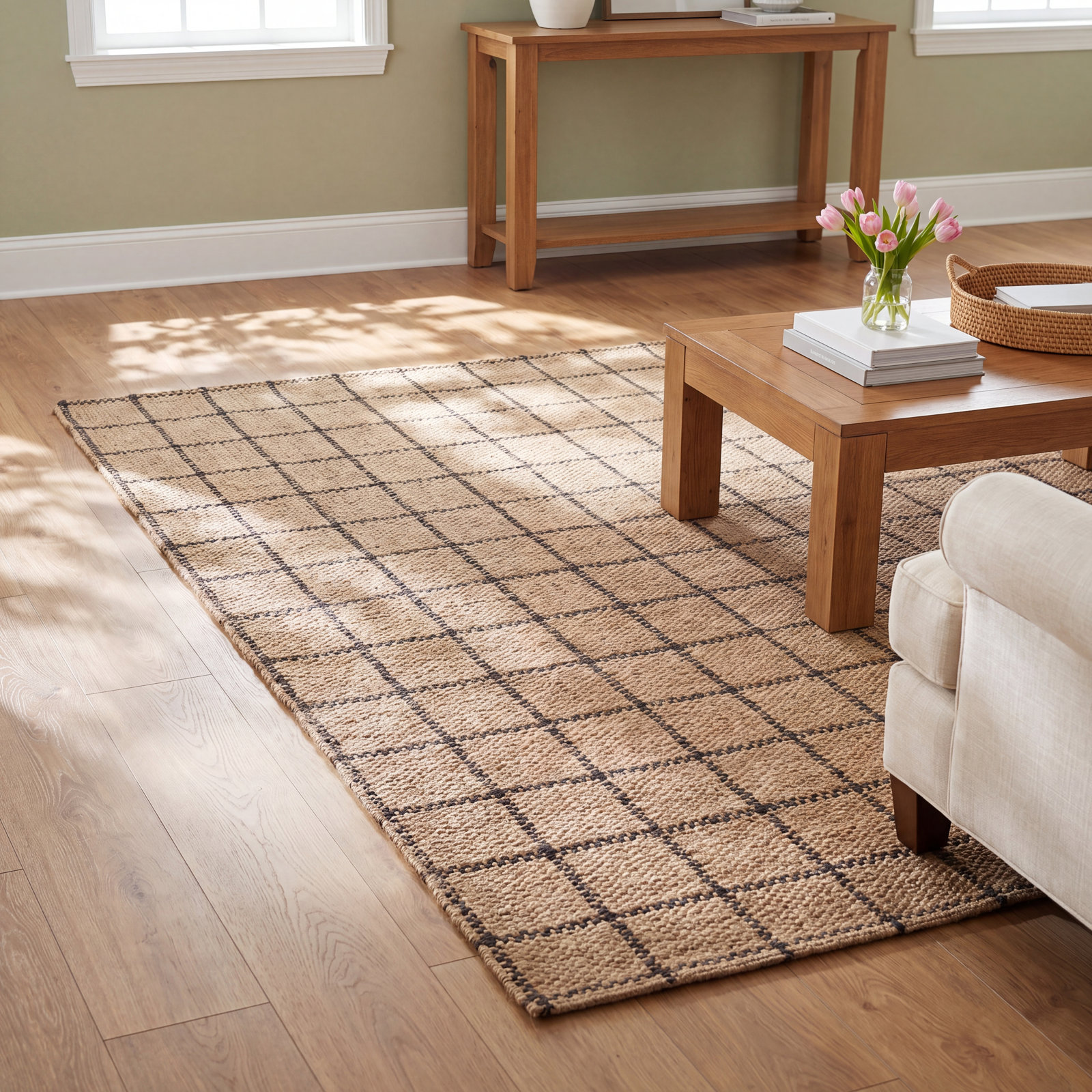Fletcher Natural / Black Area Rug, Runner 2'6" x 7'6"