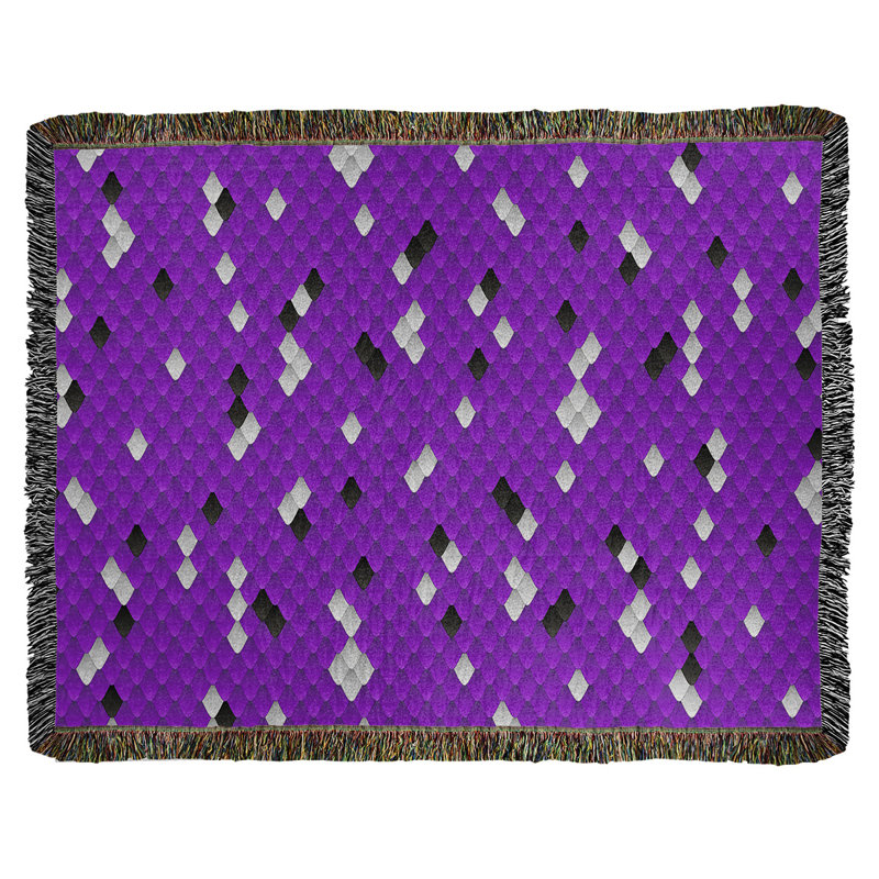 Jeté en coton tissé Katelyn Elizabeth, Mauve / Noir