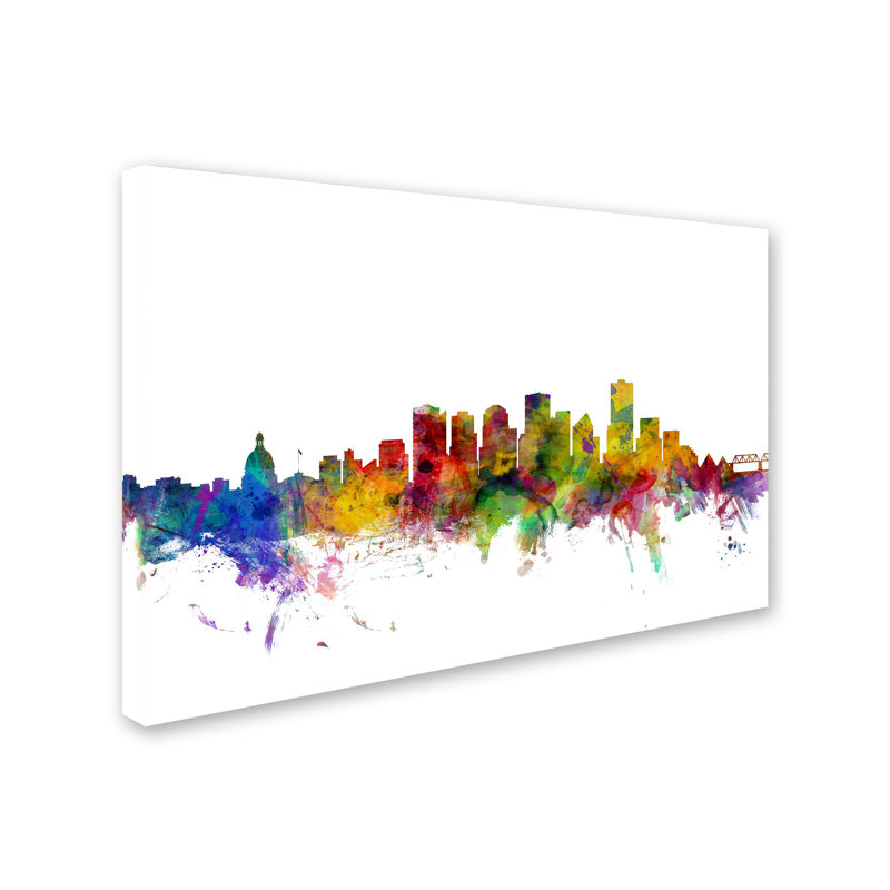 « edmonton canada horizon », reproduction d’impression sur toile tendue, H 12 po x l 19 po x P 2 po