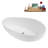63" Streamline Soaking Matte White Stone Resin Freestanding Tub and Tray With Internal Drain in Polished