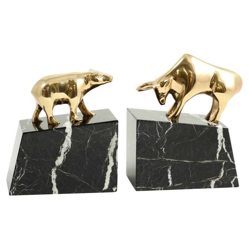Modern & Contemporary Marble Non-Skid Bookends, Brass