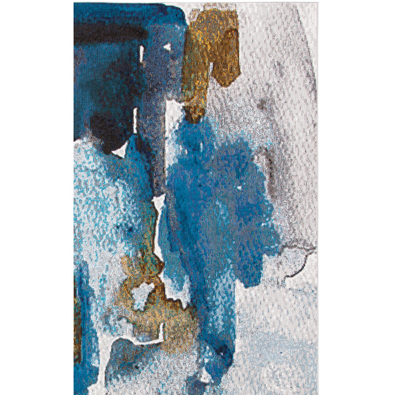Papillon Abstract Brown/Blue/Gray Area Rug, Runner 2' x 8'