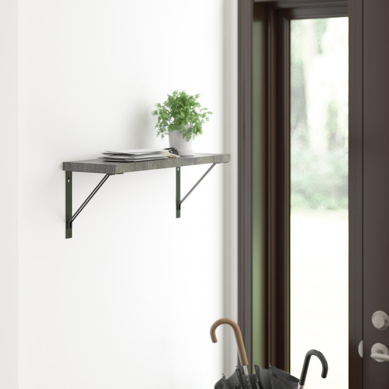 Solid Wood Shelf, Dark Wood Stain, 0.75" H x 24" W x 8" D