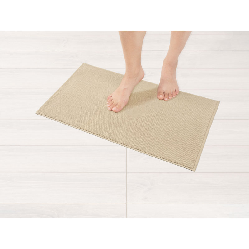 Chemung 100% Cotton Non-Slip Bath Rug, 24" L x 17" W, Beige