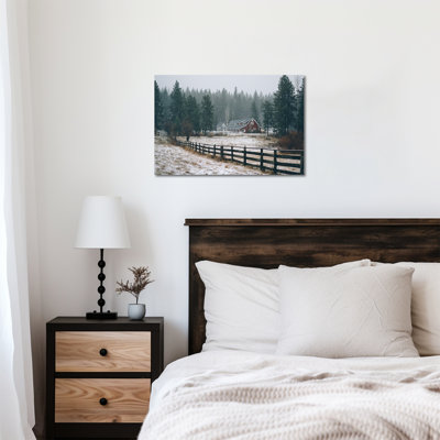 Winter Landscape Wall Art - Winter Scene Canvas Wall Art, Snow Winter Wonderland Pictures Wall Decor for Living Room, Winter Forest Art Prints for Home Decor Frame Wrapped Canvas Print,