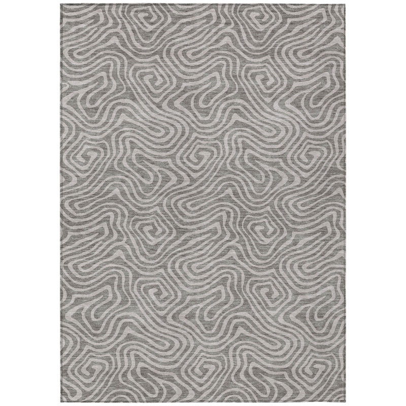 Tapis extérieur lavable abstrait taupe et gris 3 pi x 5 pi
