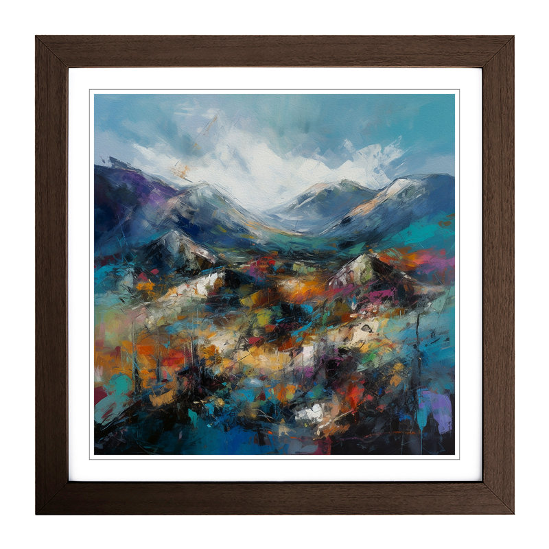 Scotland Abstract Expressionism - Single Picture Frame Print on Wood, Walnut