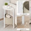 Grande table d'appoint avec panier de rangement, ensemble de 2 tables basses demi-rondes, tables de chevet, table de chevet moderne pour le salon, la chambre à coucher, blanc