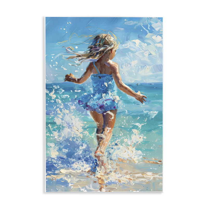 Plaque murale «Girl Splashing on Shore», conception par LSR Design Studio, H 15 po x l 10 po