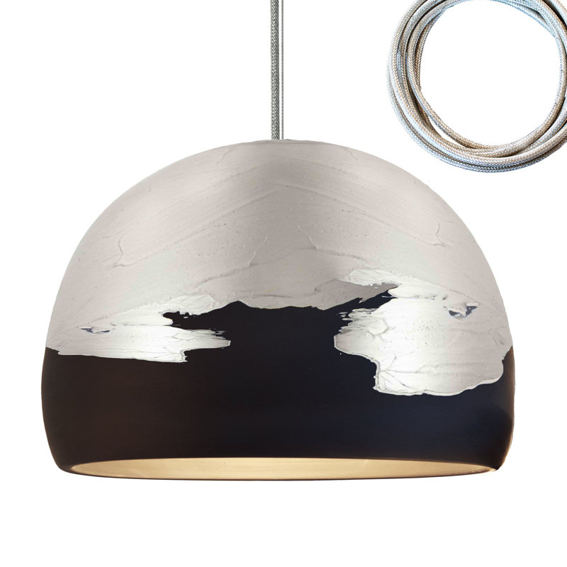 Luminaire suspendu simple à 1 lumière Ombre, Cordon tressé en nickel, Noir/argenté