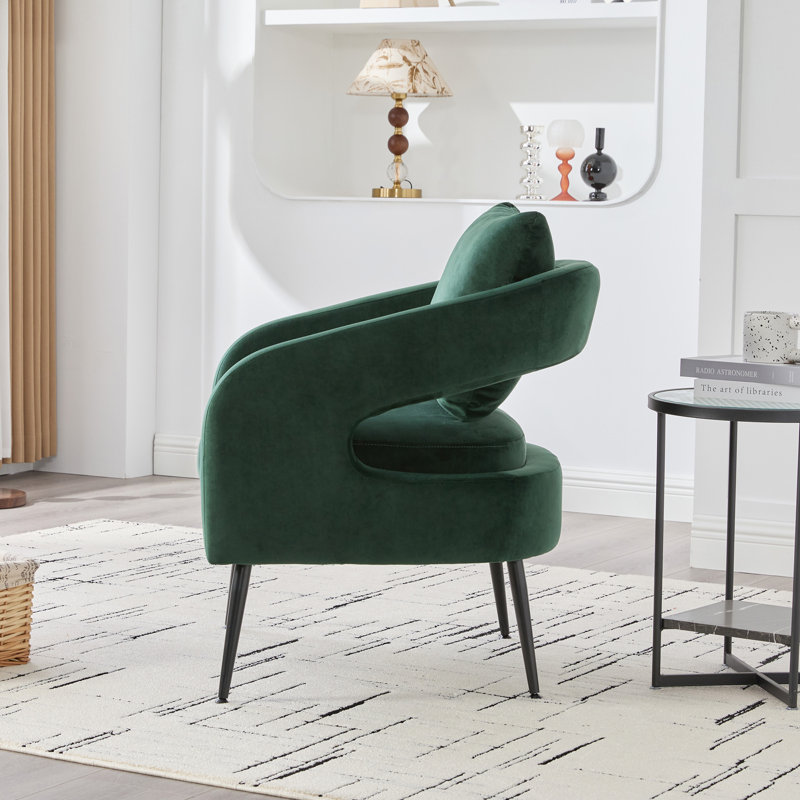 Fauteuil rembourré en velours, Vert