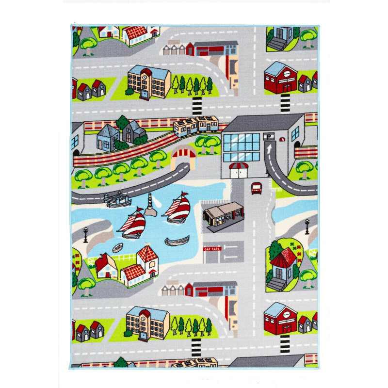 Swaim Rectangle Geometric Machine Woven / Power Loomed Polyester Rug, Rectangle 5'1" x 7' 