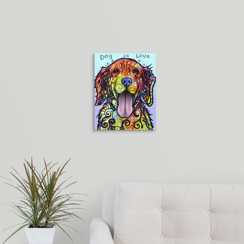 « dog is love », reproduction, Toile, H 20 po x l 16 po x P 1,5 po