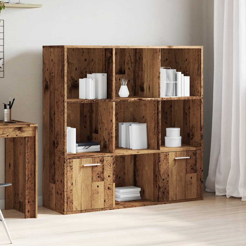 Arundhati Cube Bookcase, 98cm H x 98cm W x 30cm D, Old Wood