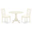 Ensemble de table de salle à manger 5 pièces comprenant une table ronde avec Dropleaf et 4 chaises en tissu de lin, blanc lin-446050945-446050949-446050956