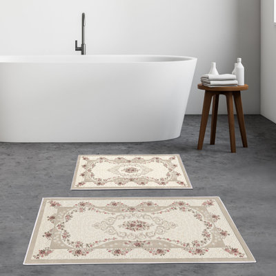 Luxurious Bathmat Set (2 Pieces), 100% Polyester, Non-Slip, Antibacterial | Dimensions: 19.7 x 23.6 inches & 23.6 x 39.4 inches | Ultra-Absorbent, Easy Clean Fabric, Machine Washable at 86°F | Perfect for Bathroom or Spa