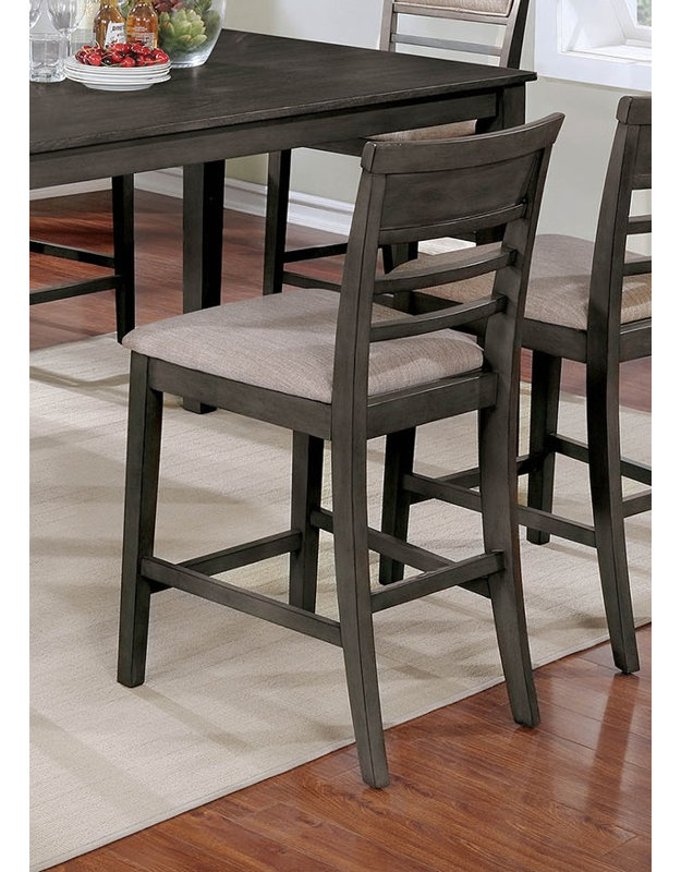 Table de salle à manger 7 pièces à hauteur de comptoir 36 po x 60 po x 36 po en bois patiné gris / beige