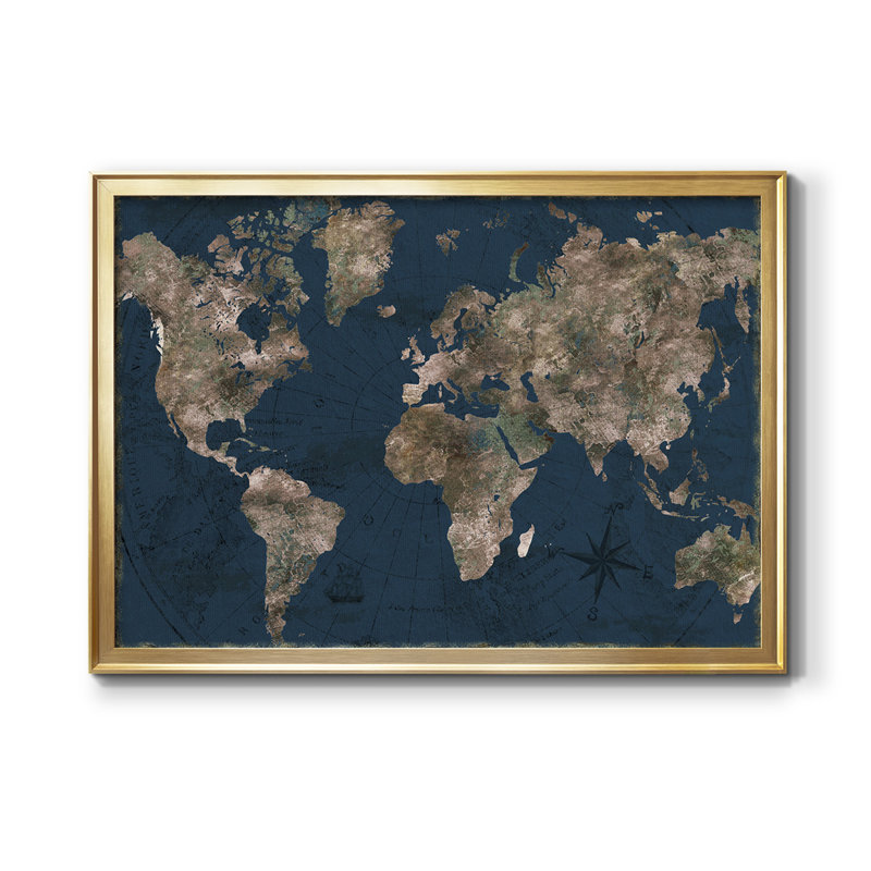 Marine atlas - Reproduction d'un seul cadre photo sur toile, Or, H 30,5 po x l 42,5 po x P 1,25 po