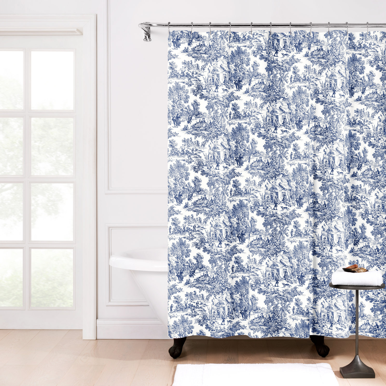 Amelie Cotton Shower Curtain, Blue