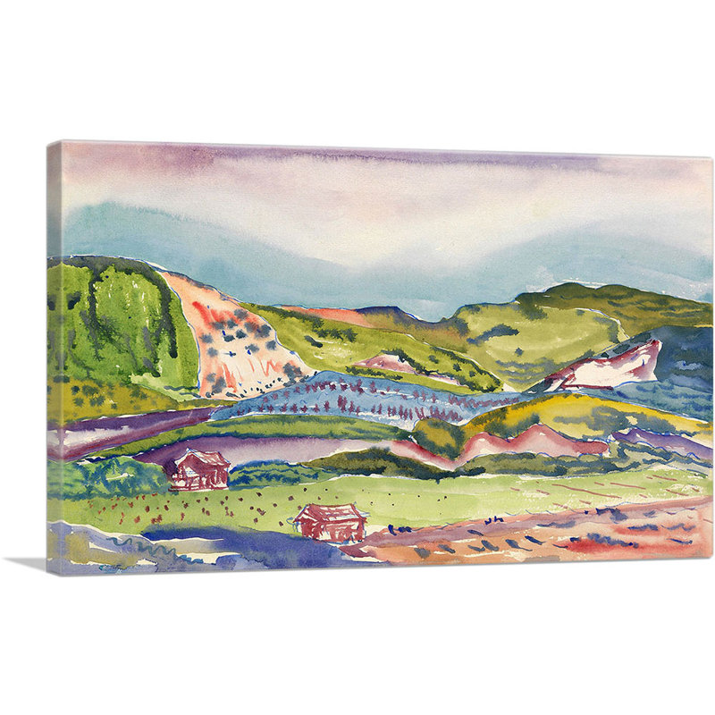 «Mountain with Red House 1913» par Charles Demuth, reproduction d'art sur toile tendue, H 18 po x l 26 po x P 0,75 po