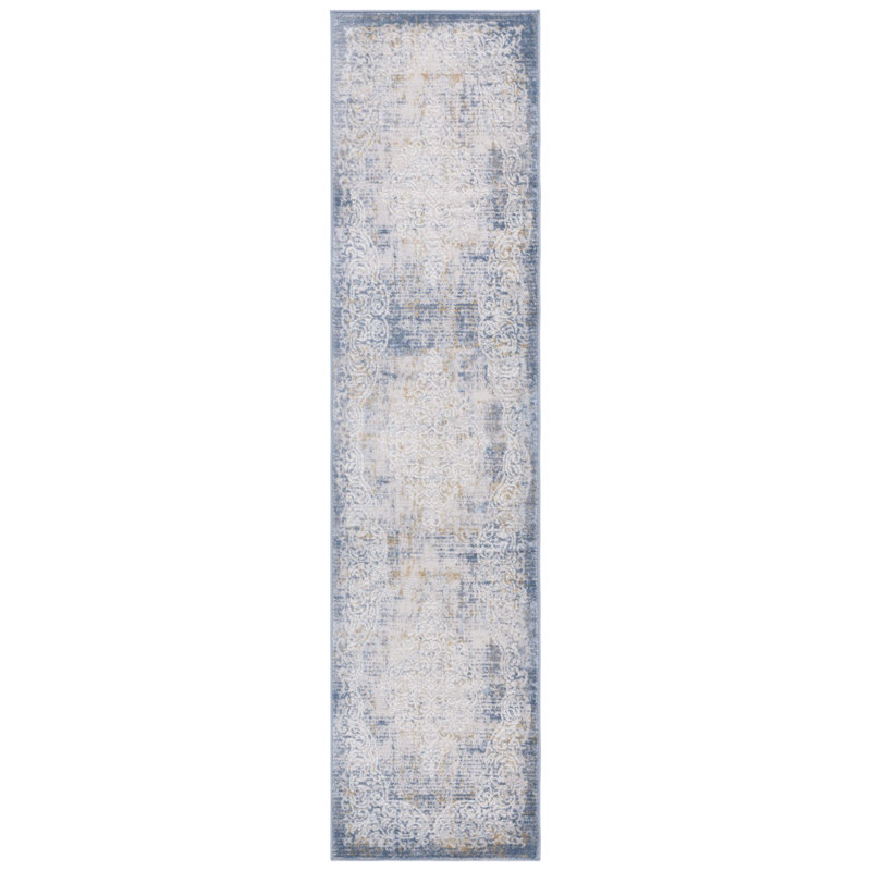 Tapis beige / bleu Palma 322, Tapis de couloir 2 pi 2 po x 9 pi