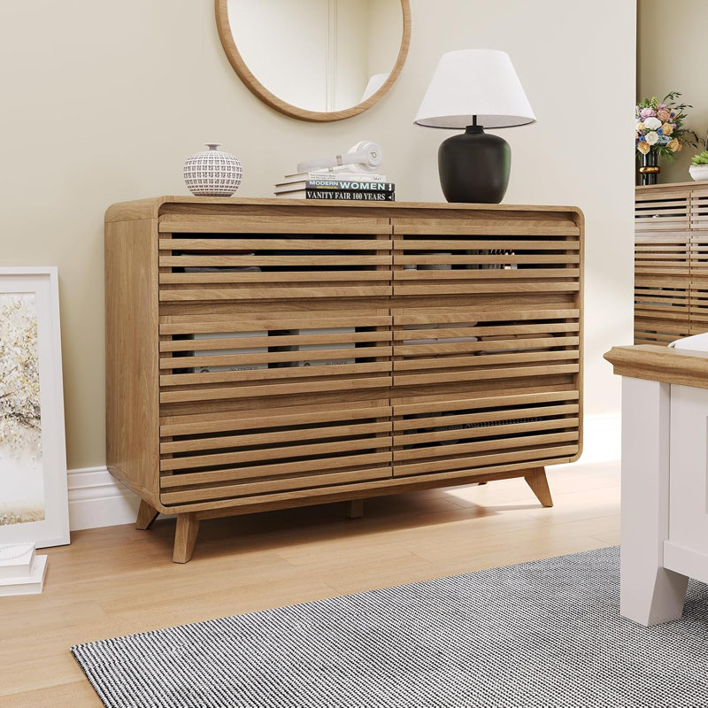Commode Grille 6 tiroirs, chêne naturel, Chêne naturel