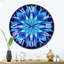 Horloge murale en métal turquoise et fleurs blanches fractales-93380952