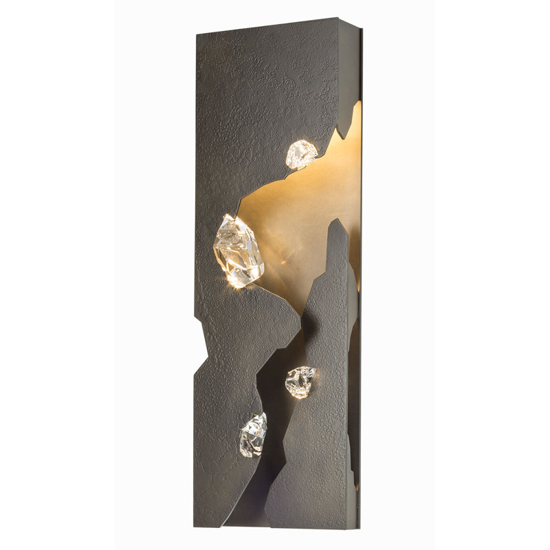 Trove 1 - Light LED Dimmable Flush Mounted Sconce, Dark Smoke with Clear Crystal 