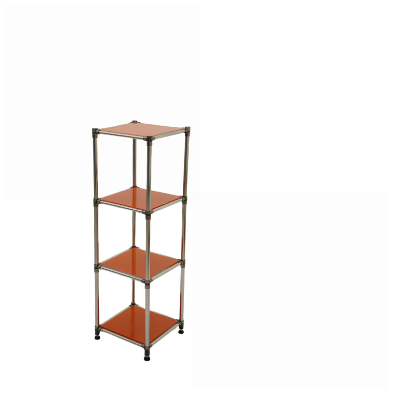 4-Tier Heavy Duty Stainless Steel Storage Shelf, 100lbs/Shelf | 49"H x14.9"W x13.7"D | Orange | Stainless Steel, Orange