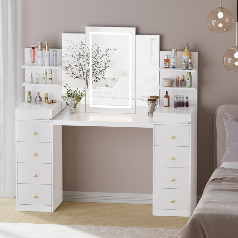 Ensemble coiffeuse avec miroir lumineux