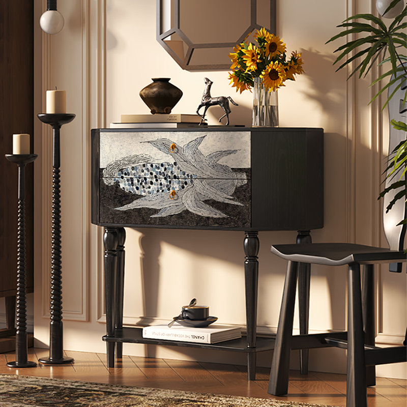Buffet multifonctionnel 33,5 po, Noir/gris