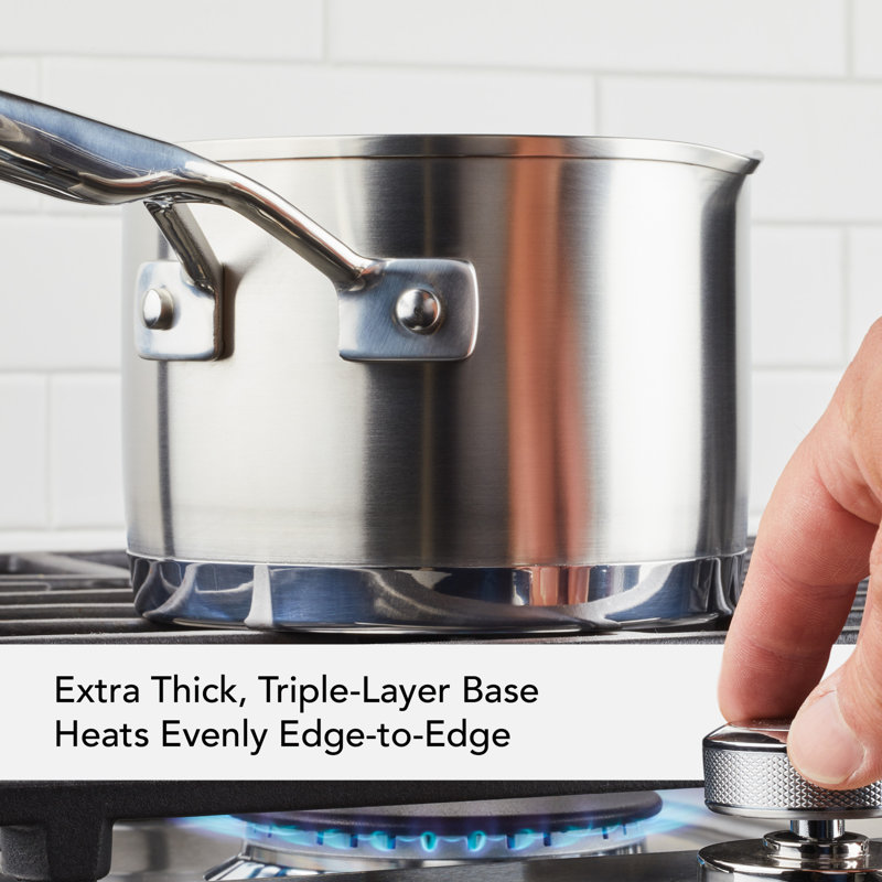 Kitchenaid 3-ply Base Saucepan With Pour Spouts, 1.5-quart, Brushed Stainless Steel