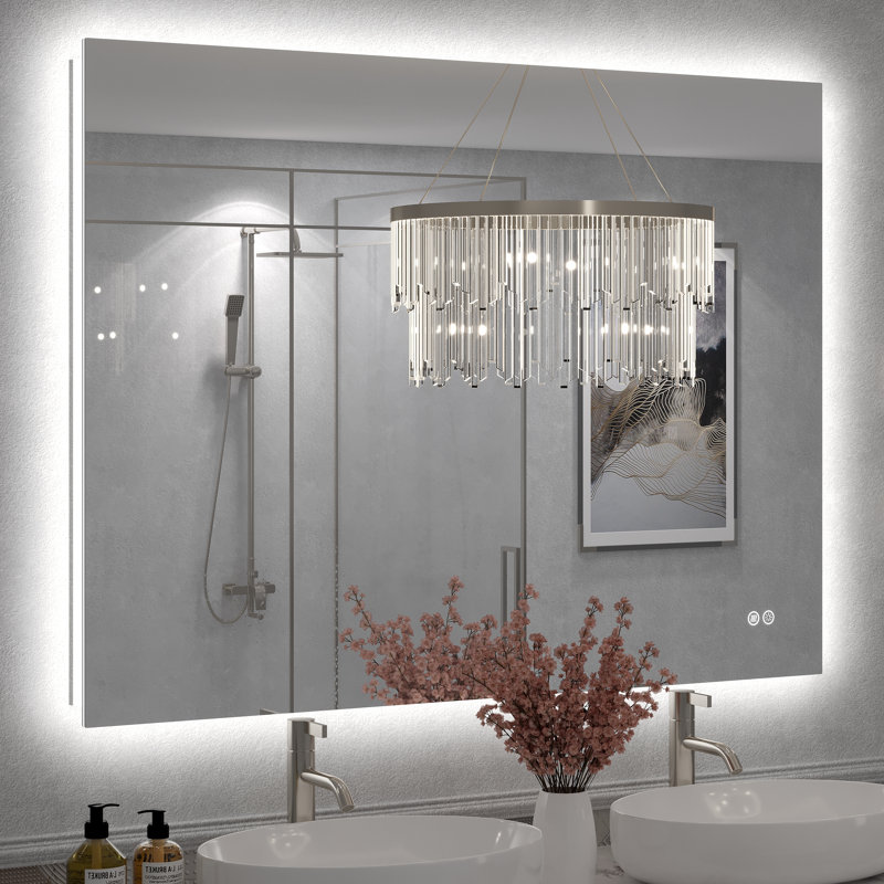 Miroir de salle de bain mural en verre trempé Molly, 48 po x 36 po, Rectangulaire