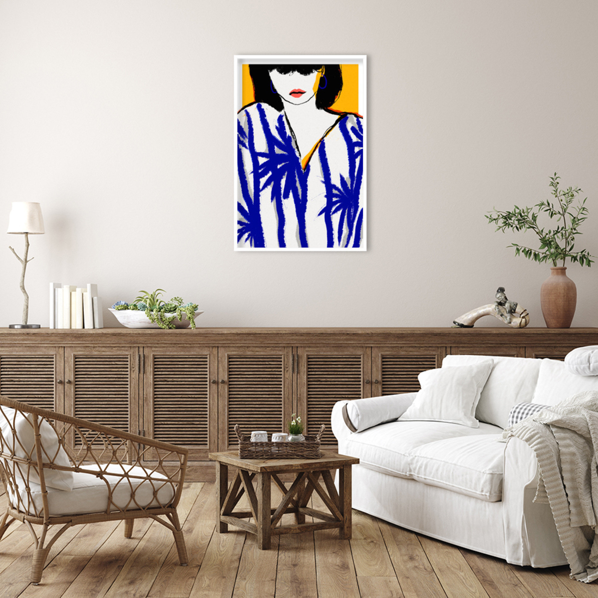 Summer Memories by Treechild  Wood Framed Wall Art Print, White, 41" H x 28" W